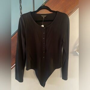 NWT Black Button-Up Women's body suit